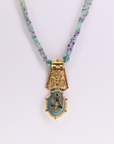 Aria Jadau Neel Harit Long Pendant Silver Necklace