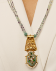 Aria Jadau Neel Harit Long Pendant Silver Necklace