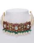 Amara Victorian Turquoise Pearl Choker Necklace