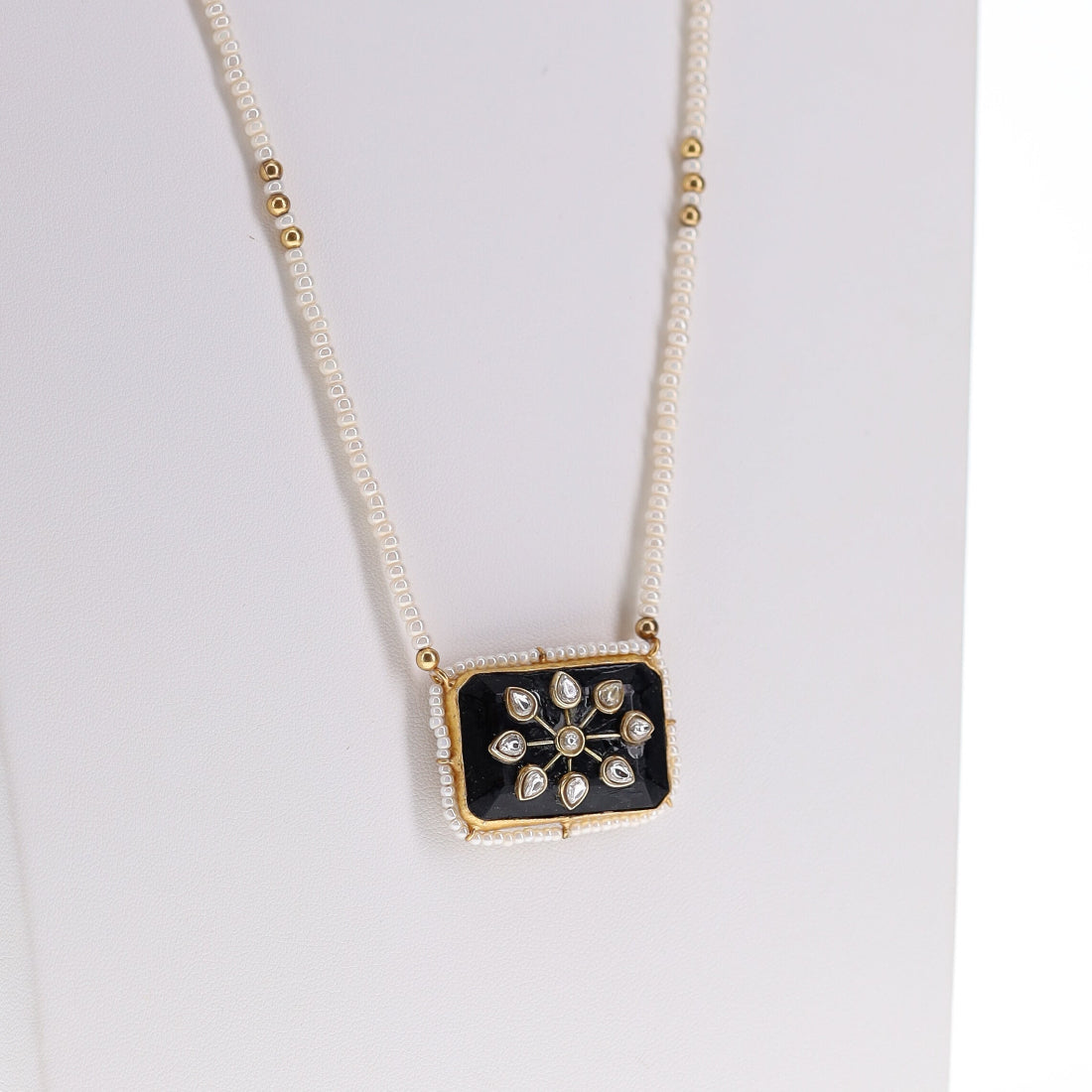 Yamoona Aria Onyx Long Gold Plated Silver Necklace