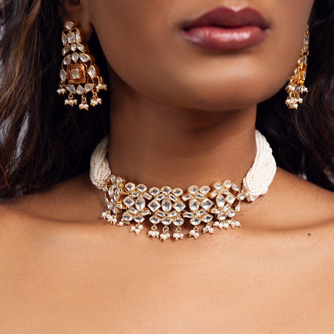 Amara moissanite choker in gold plated 925 sterling silver by Yamoona