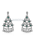 Niovi Floral Tier Silver Drop Earrings