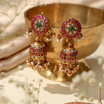 big viridian pure silver jhumka earrings online