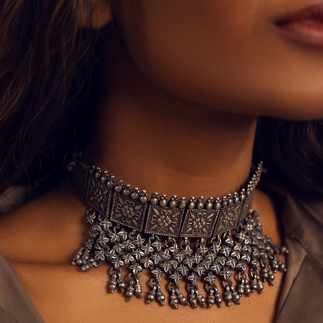 Niovi Floral Choker, a jewellery choker with delicate floral details.  