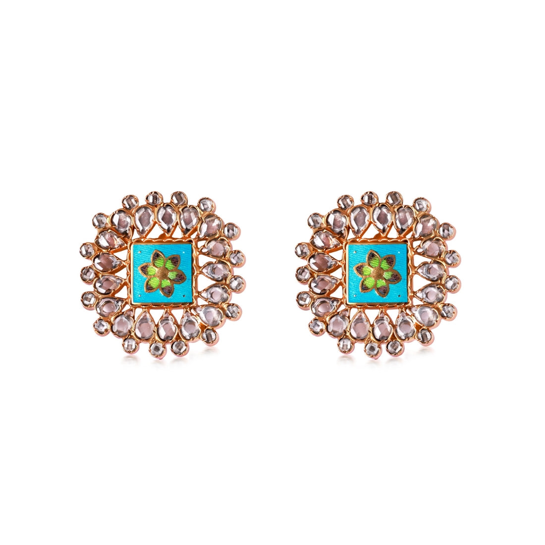 Amara Pichwai Studs - Earrings - 925 Silver,All Collections,Amara,Earrings,Gold,Gold Plated,Semi-Precious,Studs