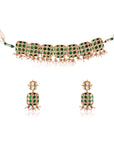 Neema Lattice Choker Set with Earrings, chandi ki earrings design, gold plated silver earrings online india, silver ear jewellery