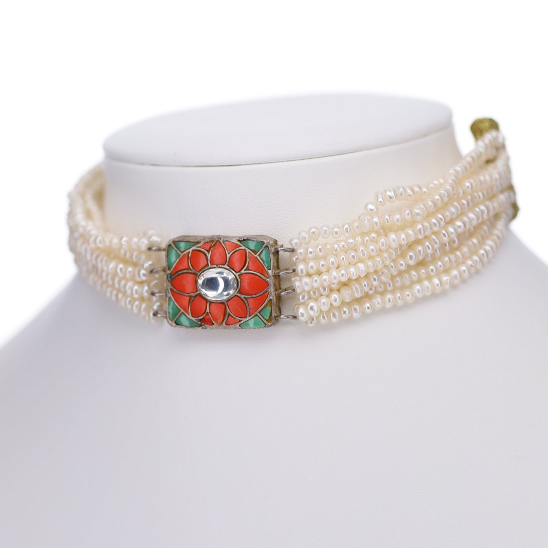 Yamoona Amara Coral Moonga Silver Choker