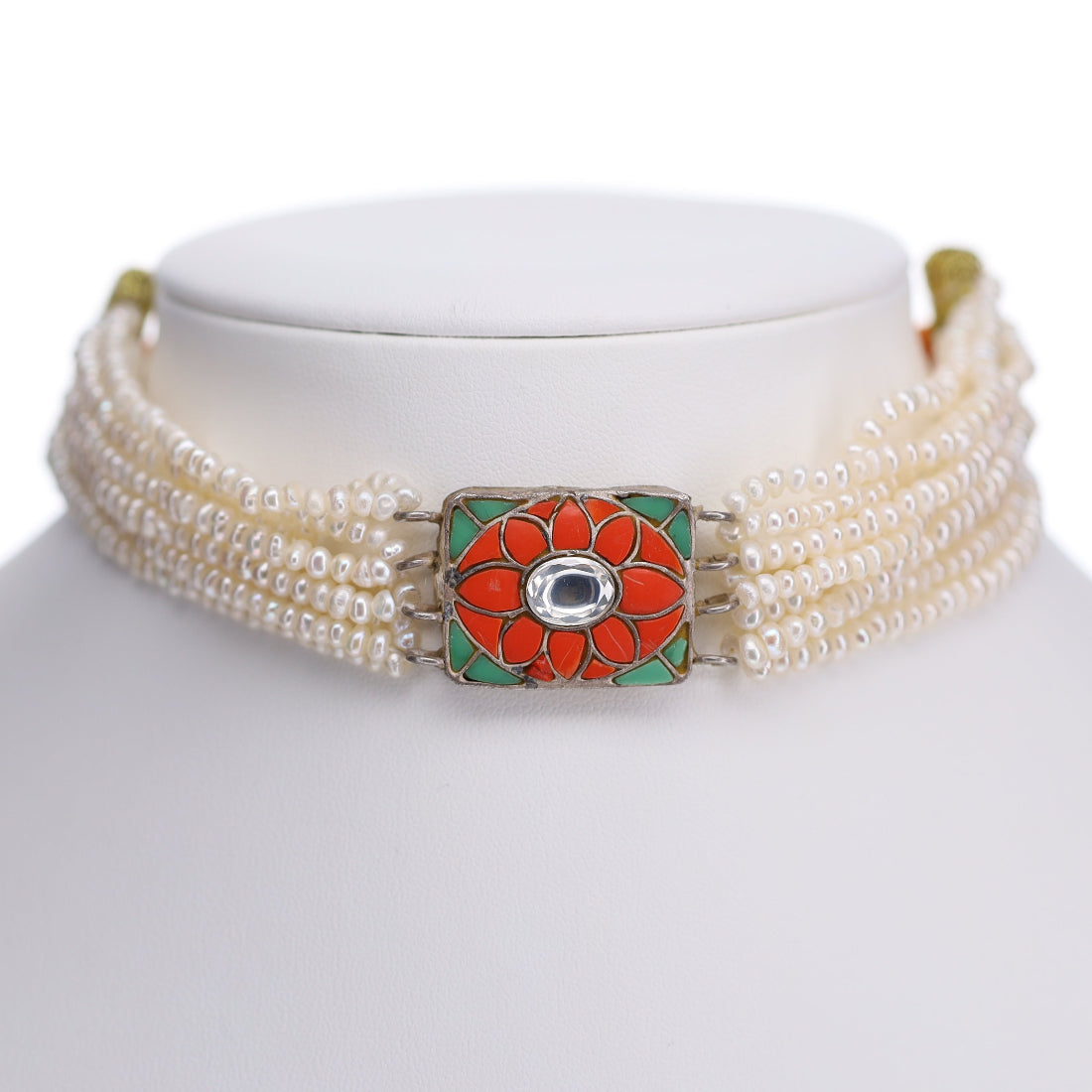Yamoona Amara Coral Moonga Silver Choker