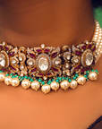 Amara Victorian Turquoise Pearl Choker Necklace